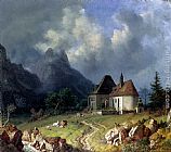 Famous Von Paintings - Das Kirchlein von Hinterriss, Im Hintergrund das Wettersteingebirge